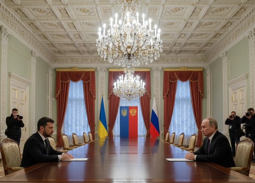 Volodymyr Zelensky, Vladimir Putin, AI generated image