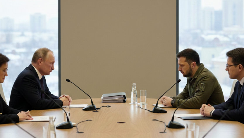 Vladimir Putin, Volodymyr Zelensky, AI generated image