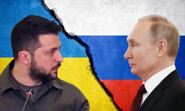 Volodymyr Zelensky and Vladimir Putin