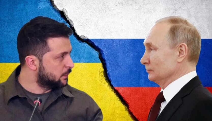 Volodymyr Zelensky and Vladimir Putin