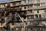Damage to an apartment building in Kyiv after shelling