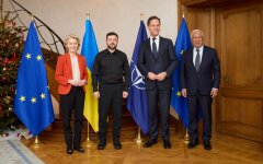 Volodymyr Zelensky with European leaders and NATO Secretary General Mark Rutte