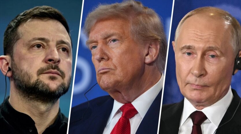 Volodymyr Zelensky, Donald Trump, Vladimir Putin