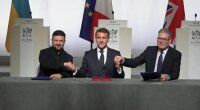 Volodymyr Zelensky, Keir Starmer, Emmanuel Macron